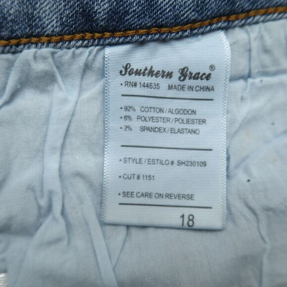 Southern Grace Jeans Women's 18 Blue High-Rise Flare Denim 30" Inseam Distressed - Picture 9 of 15